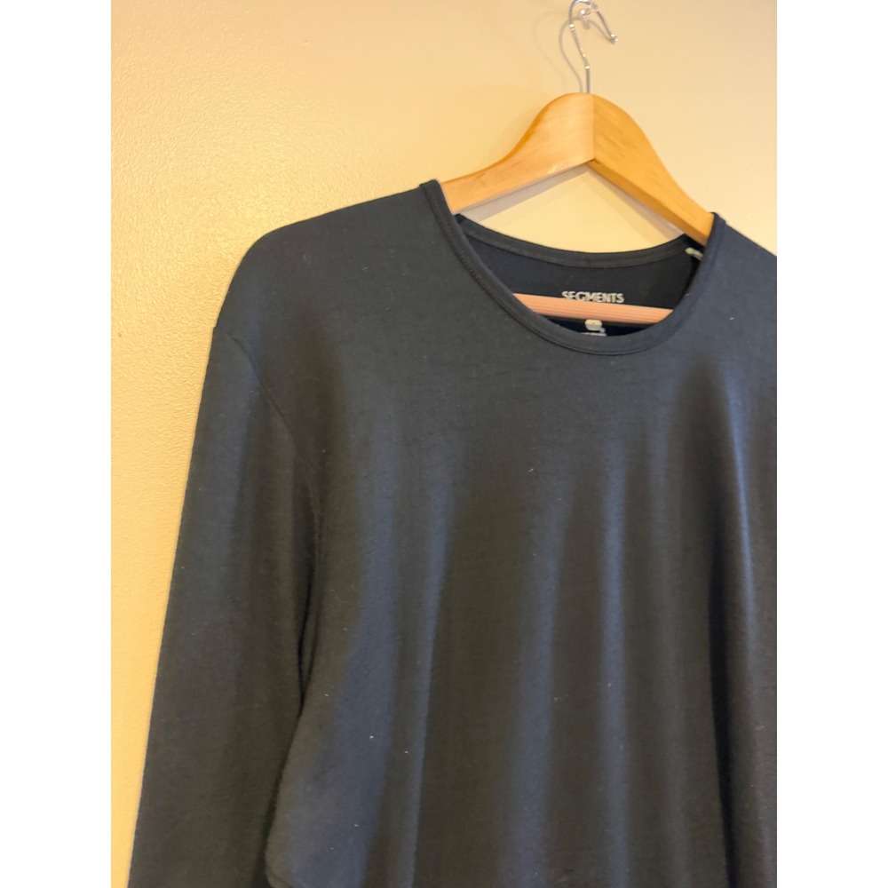 Segments Women XL Black 100% Merino Wool Long Sleeve Crew Neck Tee Shirt - Picture 5 of 9